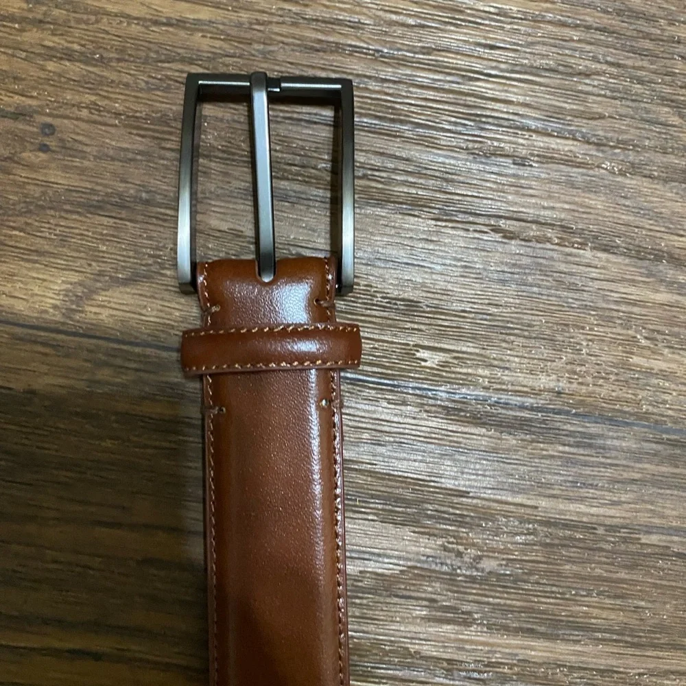 Leather mens casual belt - Picture 3 of 9